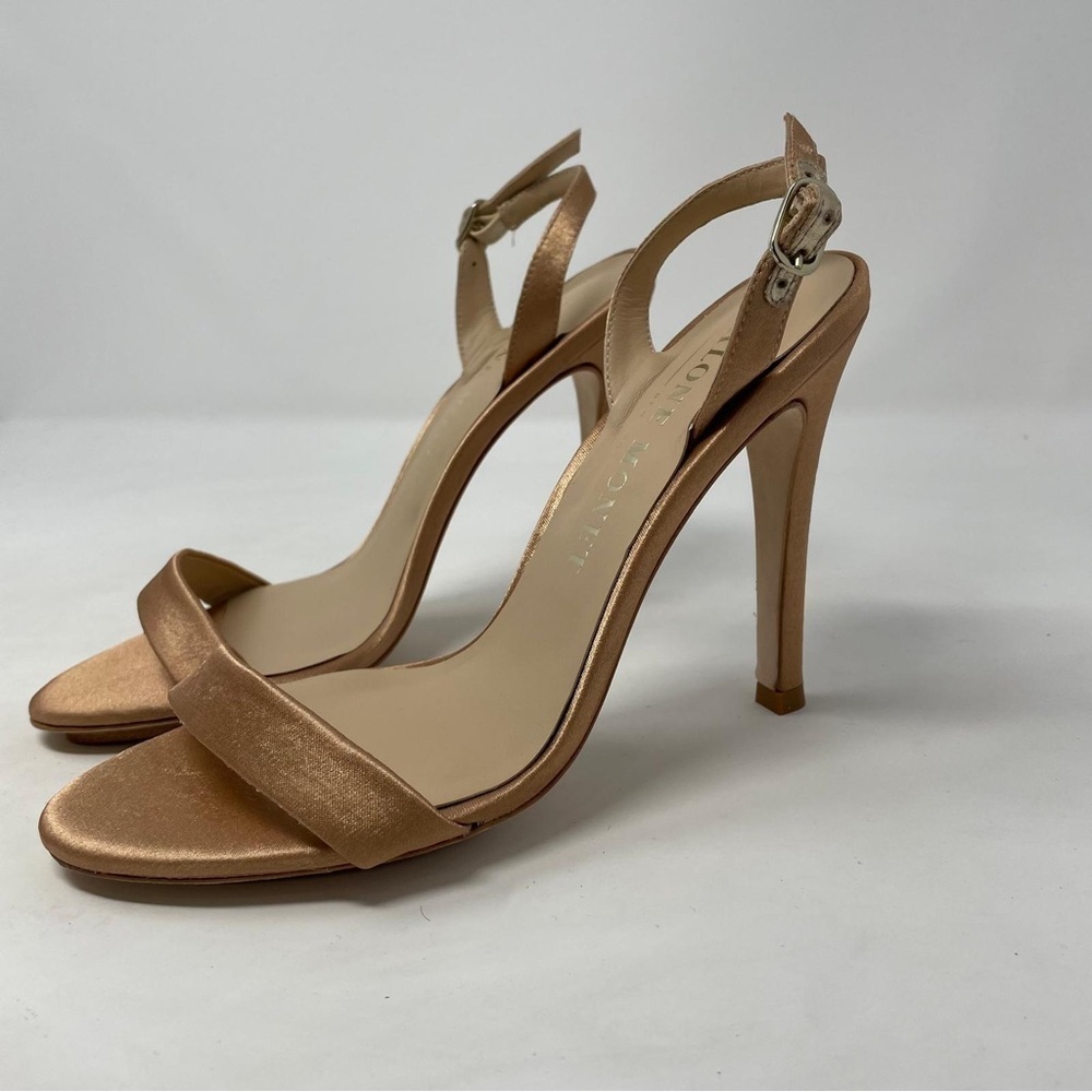 Salone Monet Sable Open Toe High Heel Satin Slingback Stiletto Heels Sandals NWT - Picture 9 of 12